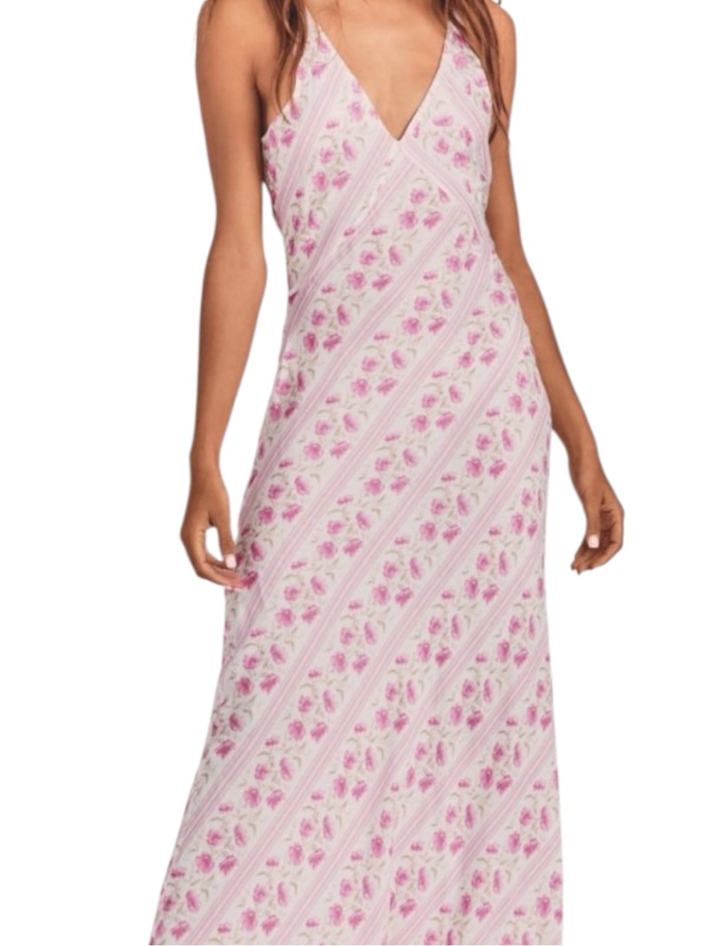 Love Shack Fancy size large lliana bliss Sleeveless Pink Floral Slip Maxi Dress